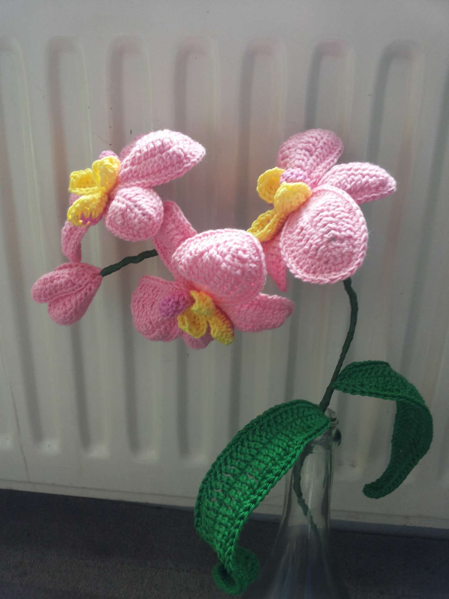 gehaakte orchidee roze